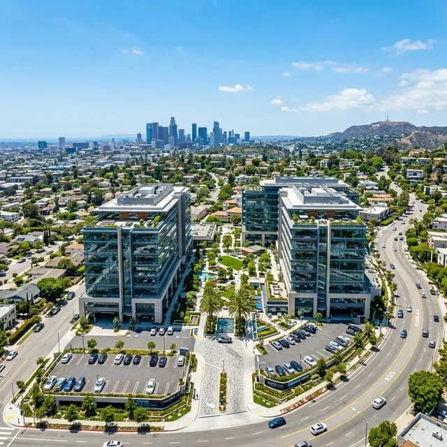 Aerial drone photography of commercial real estate property in Los Angeles — Drones City